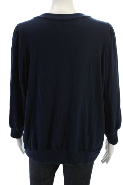 Michael Stars Unisex Dark Blue V Neck 3/4 Sleeve Pullover Sweater Size XL