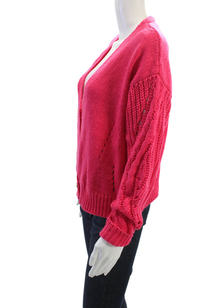 John + Jenn Unisex Cardigan Pink Button V-Neck Long Sleeve Acrylic 90s Size M