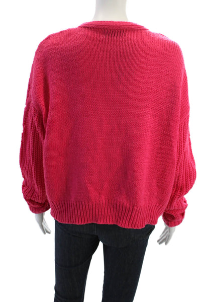 John + Jenn Unisex Cardigan Pink Button V-Neck Long Sleeve Acrylic 90s Size M