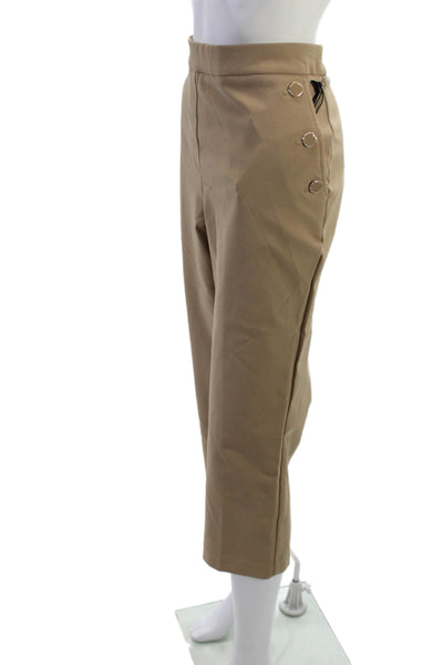 Rachel Zoe Women Beige Cropped Capri Pants Button 23in Inseam Size 12