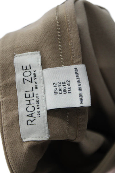 Rachel Zoe Women Beige Cropped Capri Pants Button 23in Inseam Size 12