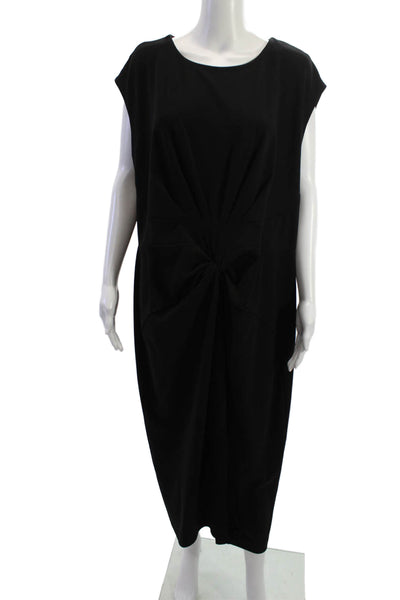 Tanya Taylor Women Shift Dress Black Mid Calf Round Neck Size XL