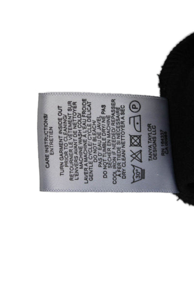 Tanya Taylor Women Shift Dress Black Mid Calf Round Neck Size XL