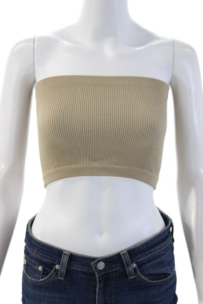 Cotton On Women Bandeau Top Beige Strapless Size XS