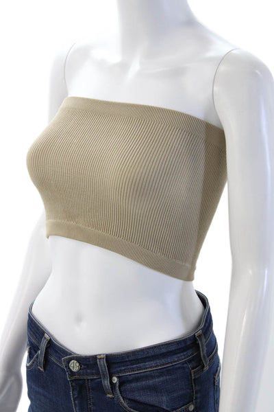 Cotton On Women Bandeau Top Beige Strapless Size XS