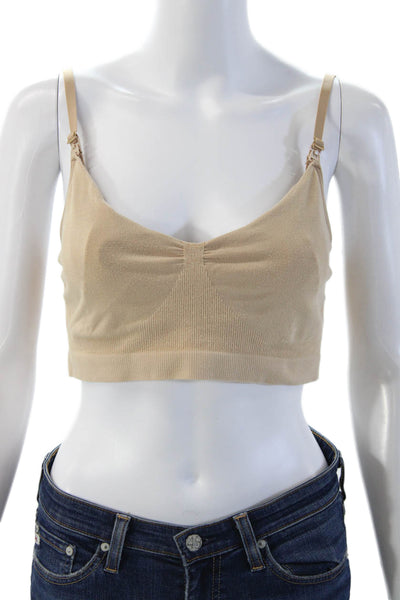 Hatch Womens Adjustbale Strap V Neck Knit Sports Bra Brown Size Medium