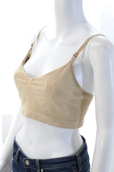 Hatch Womens Adjustbale Strap V Neck Knit Sports Bra Brown Size Medium