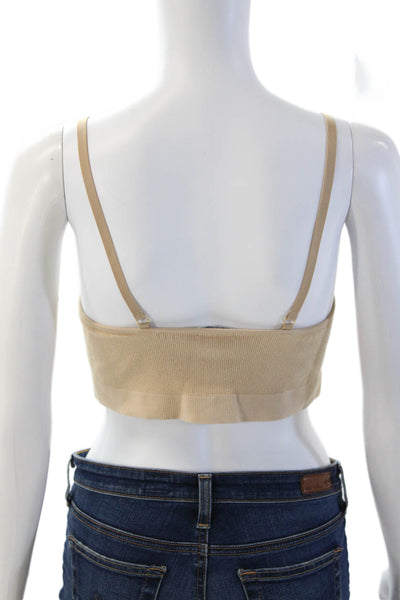 Hatch Womens Adjustbale Strap V Neck Knit Sports Bra Brown Size Medium