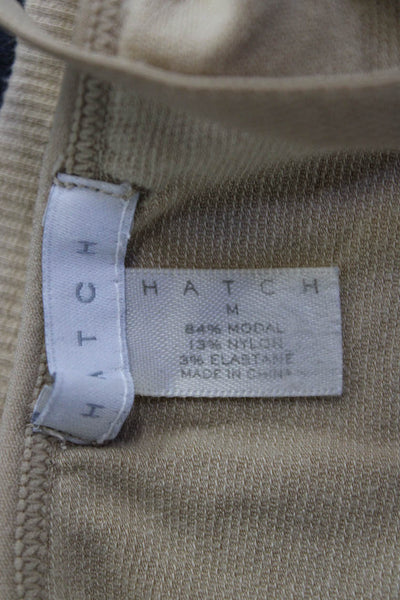 Hatch Womens Adjustbale Strap V Neck Ribbed Knit Trim Sports Bra Brown Medium