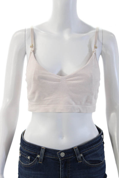 Hatch Womens Adjustbale Strap V Neck Knit Sports Bra Pink Size Medium