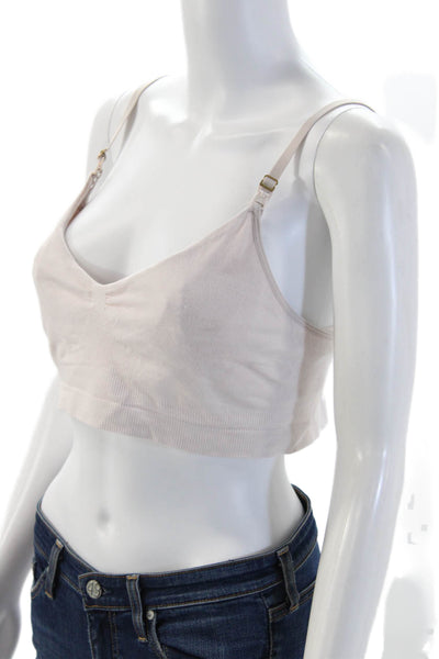 Hatch Womens Adjustbale Strap V Neck Knit Sports Bra Pink Size Medium