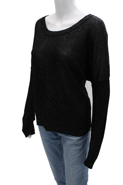 Vince Unisex Pullover Sweater Black Long Sleeve Round Neck Rayon Size L