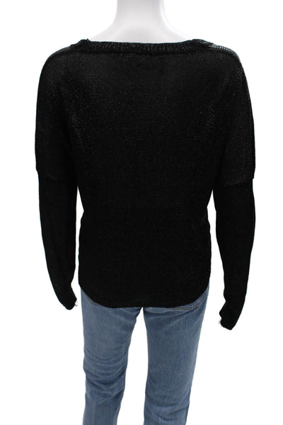 Vince Unisex Pullover Sweater Black Long Sleeve Round Neck Rayon Size L