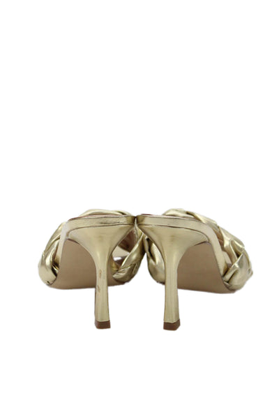 Marc Fisher Womens Woven Patent Leather Square Toe Heels Shoes Gold Size 9M