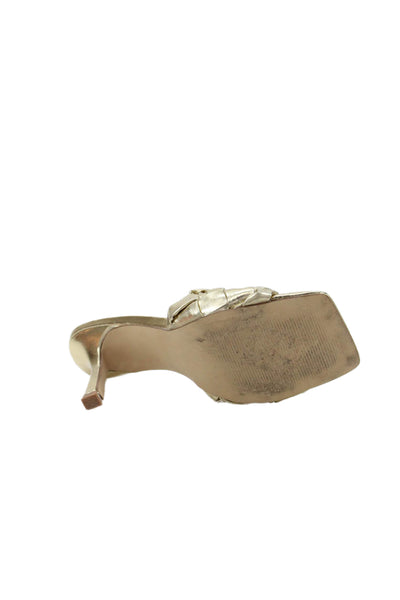 Marc Fisher Womens Woven Patent Leather Square Toe Heels Shoes Gold Size 9M