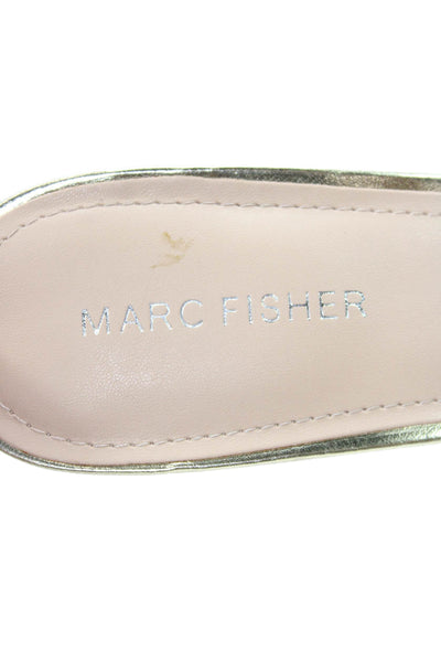 Marc Fisher Womens Woven Patent Leather Square Toe Heels Shoes Gold Size 9M