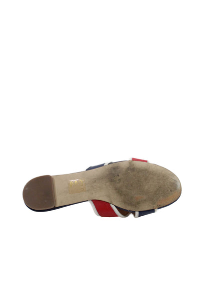 J Crew Womens Color Block Crisscross Slip On Flats Shoes Blue Red Size 9