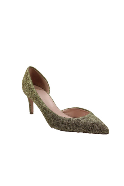 J Crew Womens Pointed Toe High Heels D'Orsay Shoes Glittery Gold Size 9