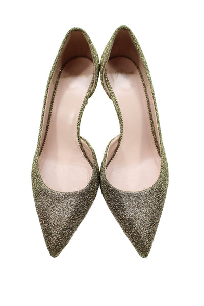 J Crew Womens Pointed Toe High Heels D'Orsay Shoes Glittery Gold Size 9