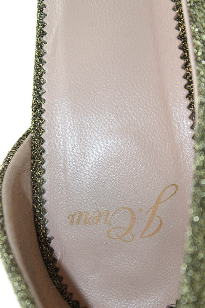 J Crew Womens Pointed Toe High Heels D'Orsay Shoes Glittery Gold Size 9