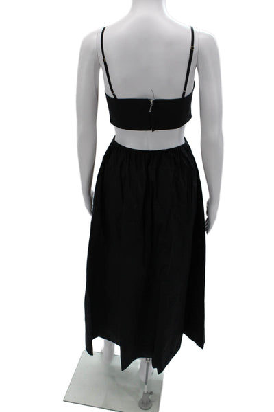 Nicholas Women Maxi Dress Set Black Cotton Sweetheart Spaghetti Midi Size 0