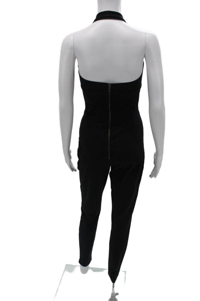 Reformation Womens Halter Neck Black Cotton Sleeveless Jumpsuit Size S