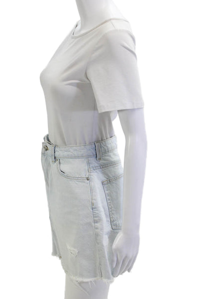 Zara Women A-Line Mini Skirt Light Blue 100% Cotton Size S