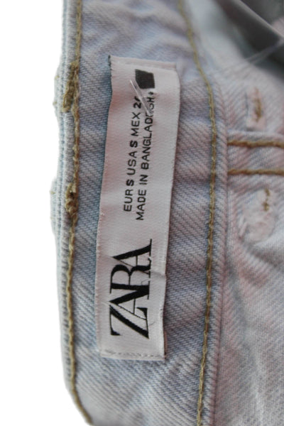 Zara Women A-Line Mini Skirt Light Blue 100% Cotton Size S