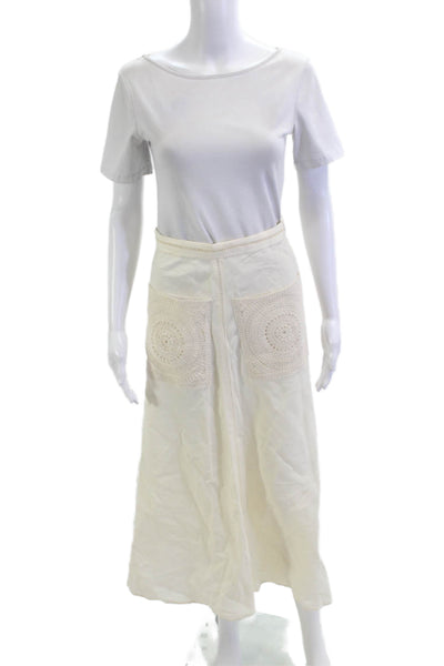 Zara Womens A-Line Maxi Skirt Beige 93% Cotton Size XS
