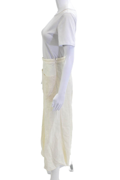 Zara Womens A-Line Maxi Skirt Beige 93% Cotton Size XS