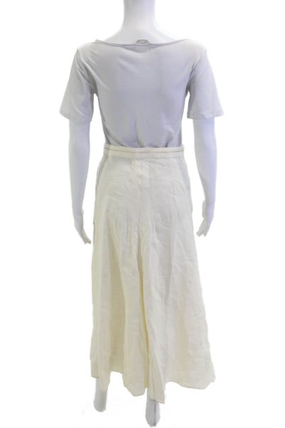 Zara Womens A-Line Maxi Skirt Beige 93% Cotton Size XS