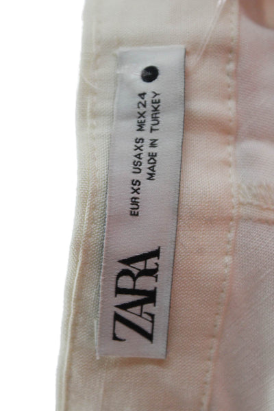 Zara Womens A-Line Maxi Skirt Beige 93% Cotton Size XS