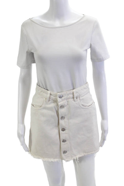 Zara Womens A-Line Mini Skirt Beige Cotton Size S