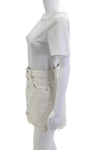 Zara Womens A-Line Mini Skirt Beige Cotton Size S
