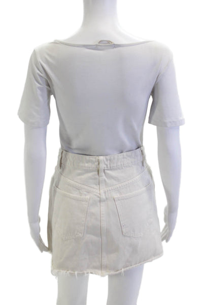 Zara Womens A-Line Mini Skirt Beige Cotton Size S