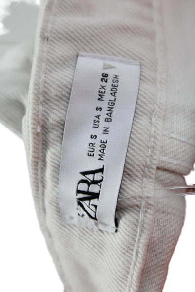Zara Womens A-Line Mini Skirt Beige Cotton Size S