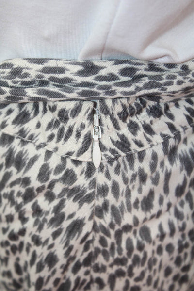 Allsaints Women Beige Animal Print Wrap Flare Skirt Rayon Blend Short Size 4