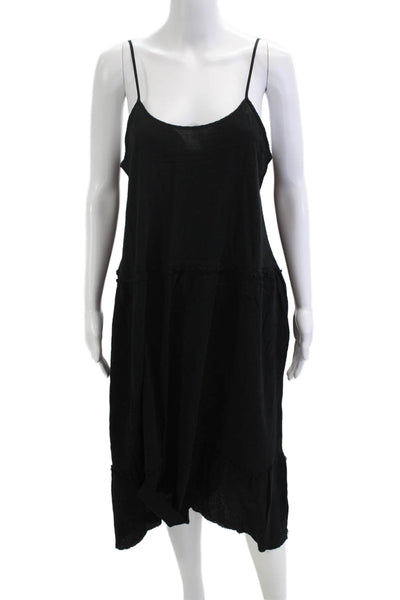 ATM Womens Slip Dress Black Midi Cotton Elastane Sleeveless Boho Size L