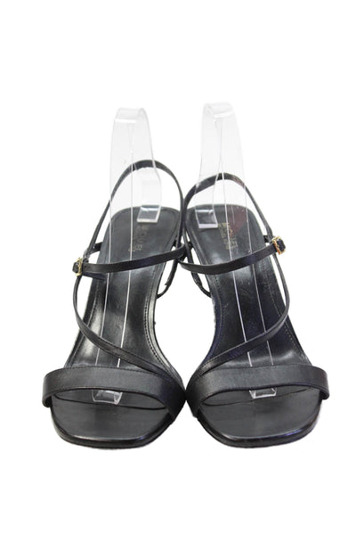 Michael Michael Kors Womens Stiletto Heel Ankle Strap Sandals Black Leather 10