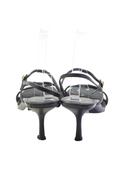 Michael Michael Kors Womens Stiletto Heel Ankle Strap Sandals Black Leather 10