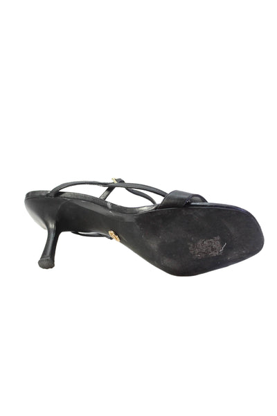 Michael Michael Kors Womens Stiletto Heel Ankle Strap Sandals Black Leather 10