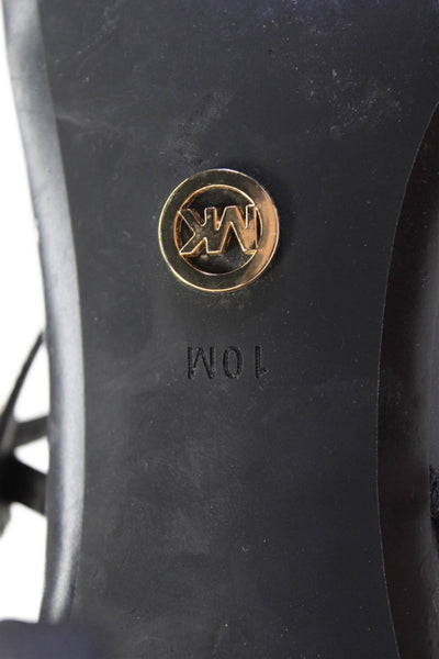 Michael Michael Kors Womens Stiletto Heel Ankle Strap Sandals Black Leather 10