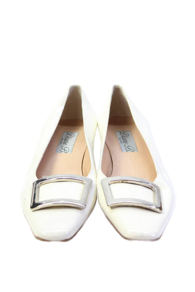 Diane B Womens Patent Leather Square Toe Flats White Size 39.5 9.5