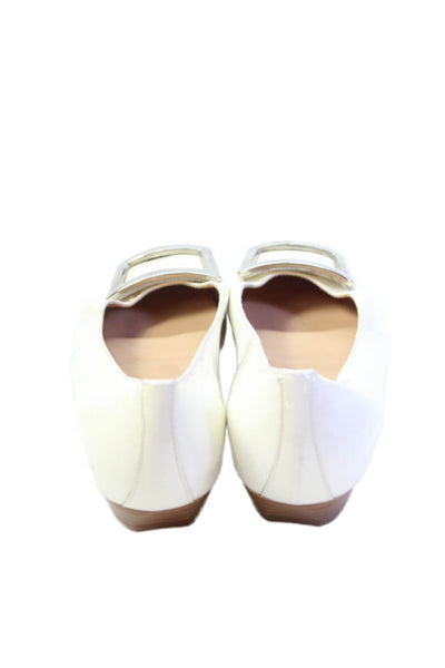 Diane B Womens Patent Leather Square Toe Flats White Size 39.5 9.5