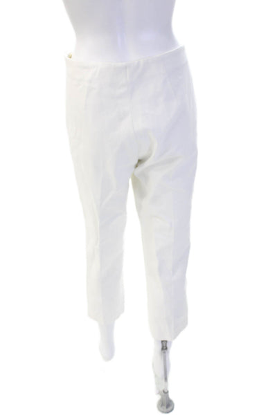 Rena Lange Women Ankle Cropped Dress Pants White Size 14