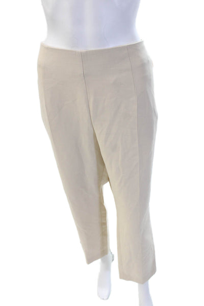 Akris Womens Cropped Ankle Dress Pants Beige Wool Blend Zip Size 14