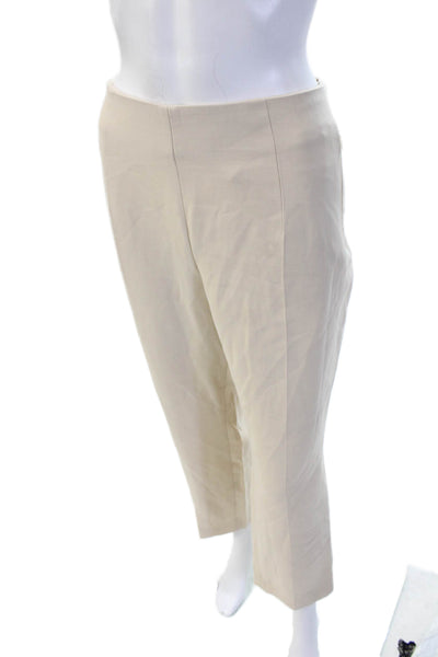 Akris Womens Cropped Ankle Dress Pants Beige Wool Blend Zip Size 14