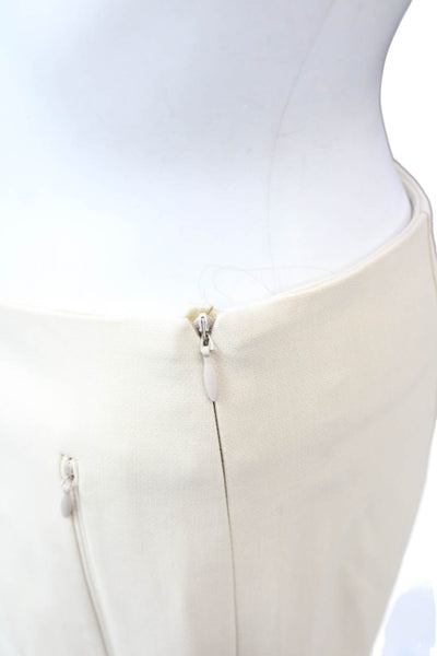 Akris Womens Cropped Ankle Dress Pants Beige Wool Blend Zip Size 14
