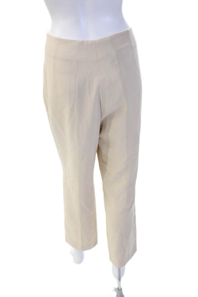 Akris Womens Cropped Ankle Dress Pants Beige Wool Blend Zip Size 14
