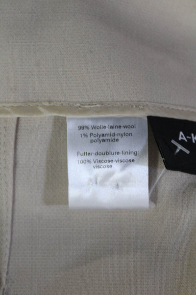 Akris Womens Cropped Ankle Dress Pants Beige Wool Blend Zip Size 14